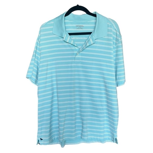 UNTUCKit Other - Untuckit Polo Golf Shirt Men’s Size XL  turquoise Blue Striped Casual Preppy